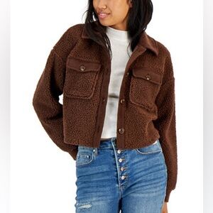 Hippie Rose Brown Teddy Shacket Small Faux Fur
